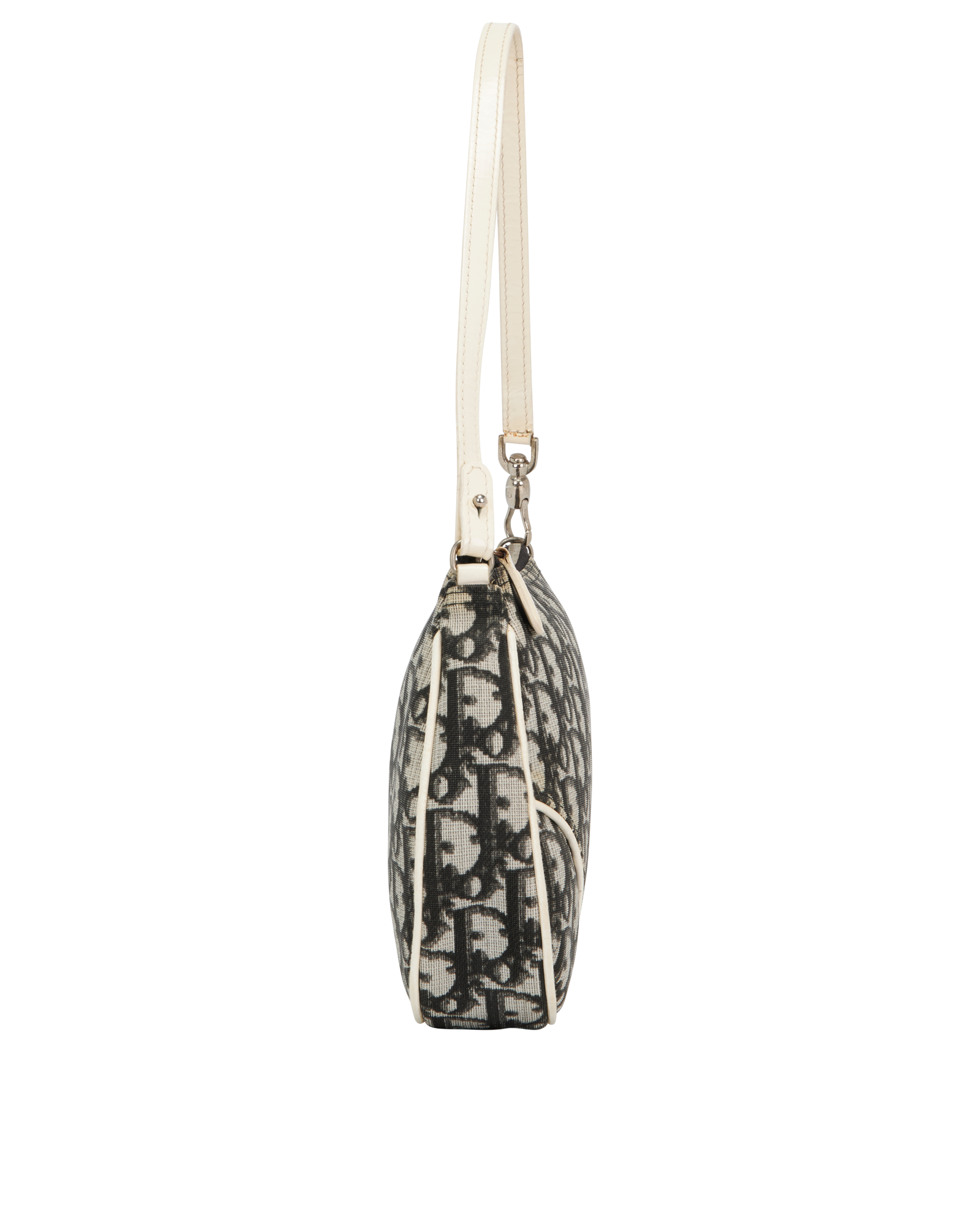 Mini Saddle Bag, &pound;495, Handbags, Grey, Canvas, Side view